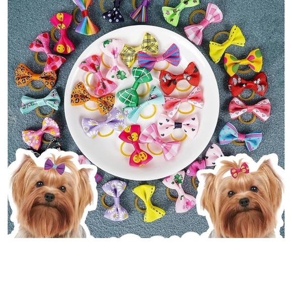 New 25 pairs of Colorful Bow Hair Ties for Dogs - Picture 1 of 2
